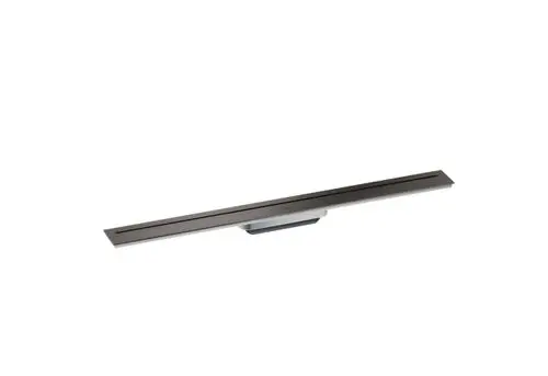 Drain-Abdeckung in gebürstetem Schwarzchrom, geeignet für eine Duschrinne. Produkt von AXOR, minimalistische und funktionale Gestaltung.